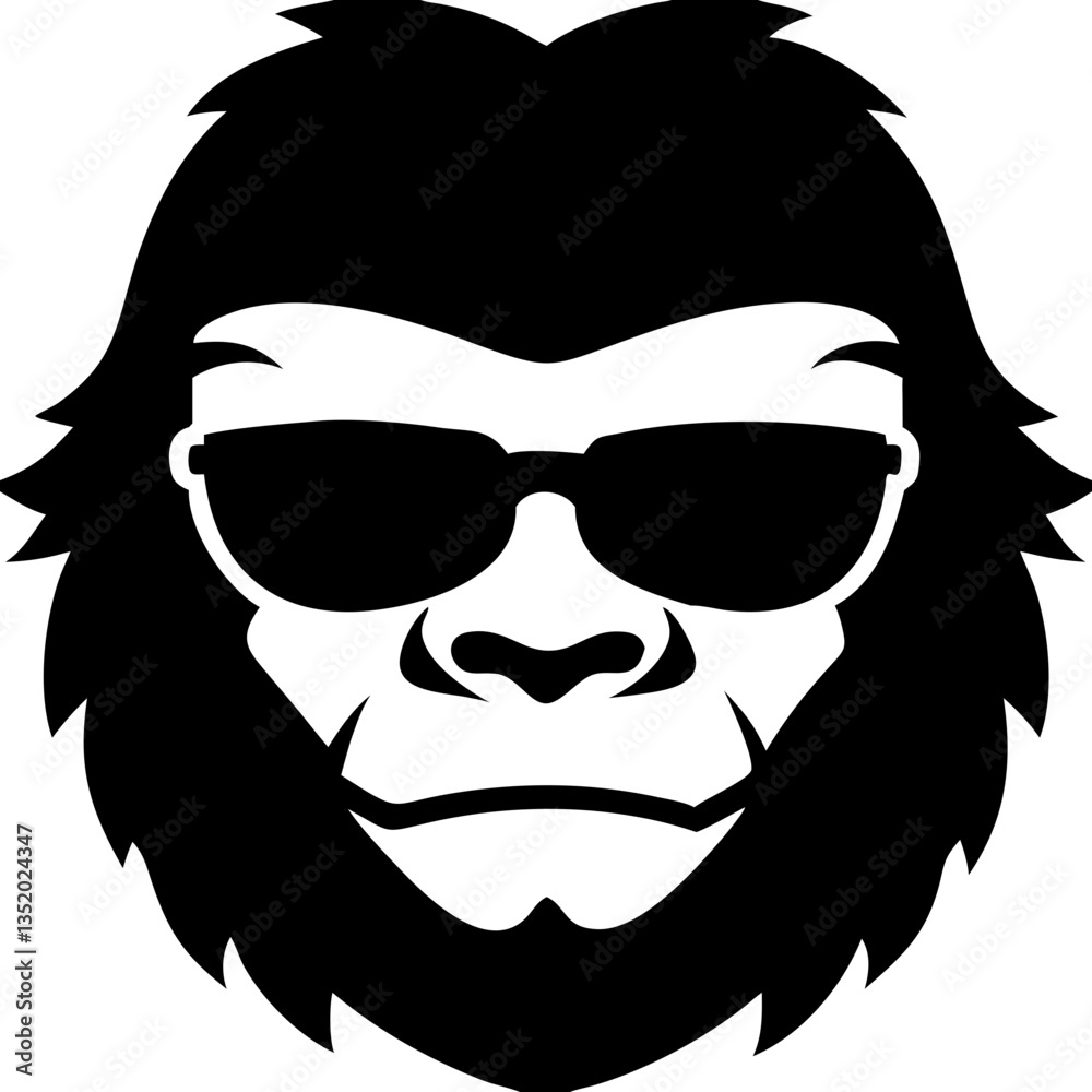 Cool Gorilla Head With Sunglasses Vector Illustration for Logo or Tattoo Design Cool Gorilla Head With Sunglasses Vector Illustration for Logo or Tattoo Design