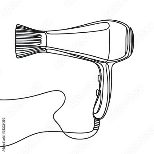 Hairdryer outline illustration showing details and design features  