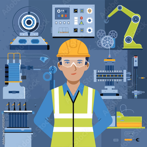 vector icons for robots, artificial intelligence, and the assistance provide in work and security 

