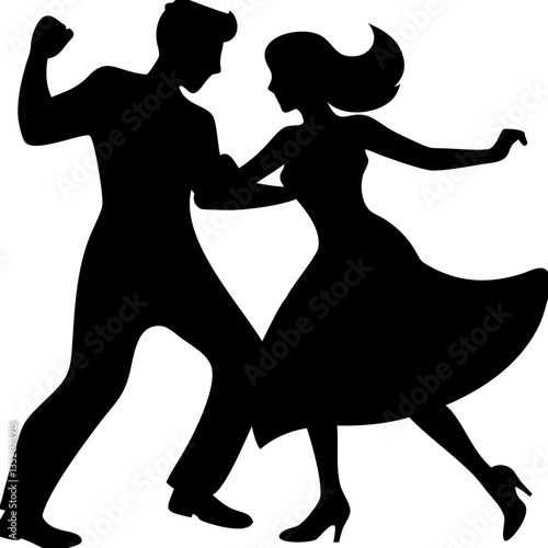 Elegant Dancing Couple Silhouette Perfect for Dance Studio Decor and Event Invitations