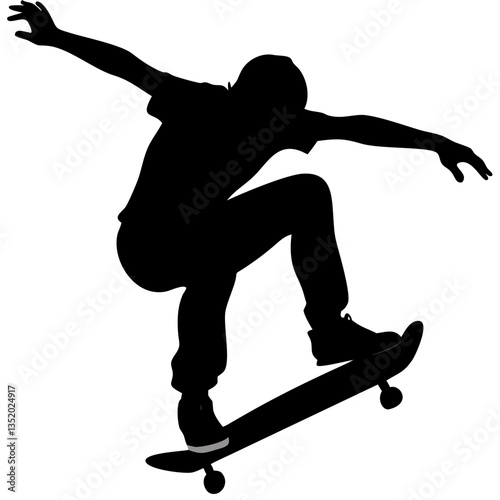 Skateboarder Jump Silhouette Vector Art for Extreme Sports and Urban Design
