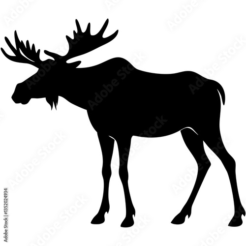 Moose Silhouette Vector for Wildlife Art and Design Projects
