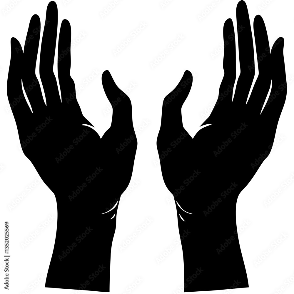 Silhouette of Open Hands Gesture Vector Art for Design and Inspiration Silhouette of Open Hands Gesture Vector Art for Design and Inspiration