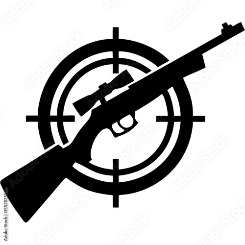 Sniper Rifle Silhouette with Target Overlay for Shooting Sports and Hunting