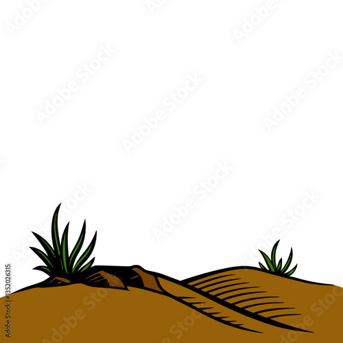 Desert landscape, Grass and rocks