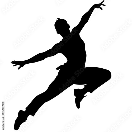 Dynamic Dancer Silhouette Jumping Vector Illustration for Art and Design