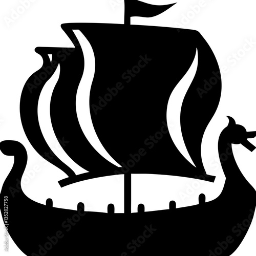 Viking Ship Silhouette Vector for Historical Themed Designs and Crafts
