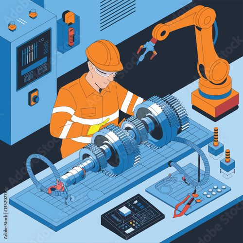 vector icons for robots, artificial intelligence, and the assistance provide in work and security 
