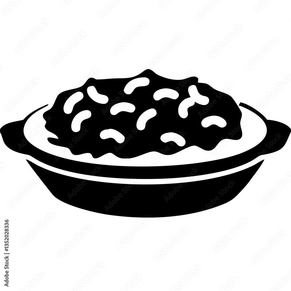 Black and White Beans in Bowl Vector Graphic for Culinary Design and Menu Illustrations Black and White Beans in Bowl Vector Graphic for Culinary Design and Menu Illustrations
