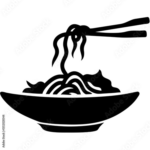 Vector Illustration Bowl of Noodles with Chopsticks Asian Food Art for Menus and Decor