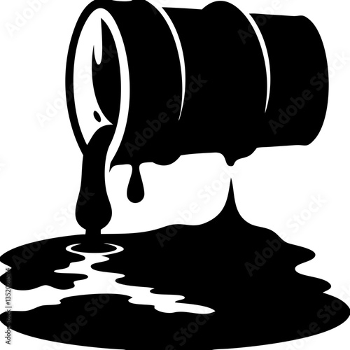 Vector Illustration Oil Spill from Barrel Environmental Pollution Concept