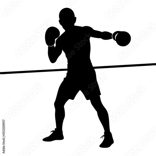 Boxer Silhouette Throwing Punch Vector Illustration for Sports Art and Design