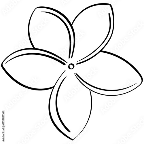 single plumeria flower handrawn outline style illustration