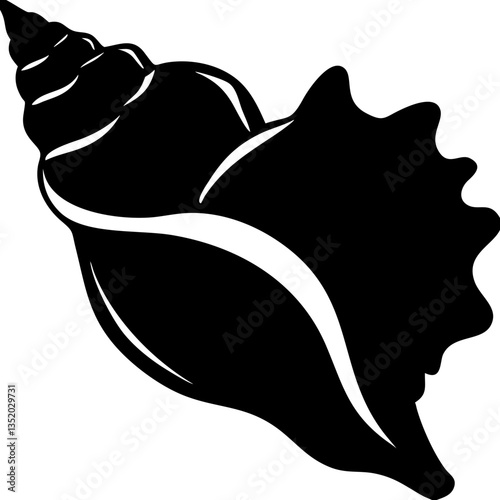 Black Silhouette Conch Shell Vector Art for Tattoo Design and Home Decor