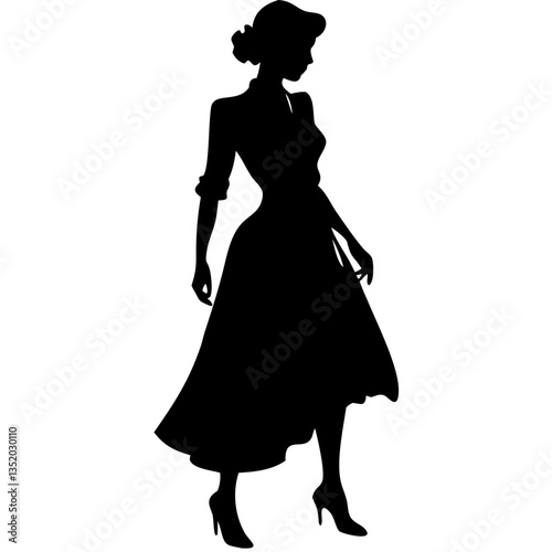 Elegant Woman Silhouette Vector Art for Fashion Illustration and Design