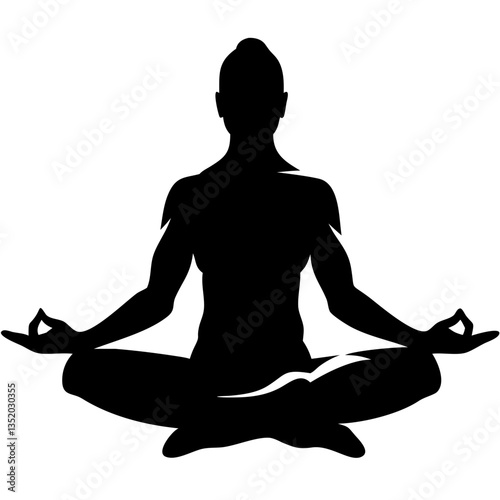 Meditation Silhouette in Lotus Pose Vector Illustration for Mindfulness and Yoga Design