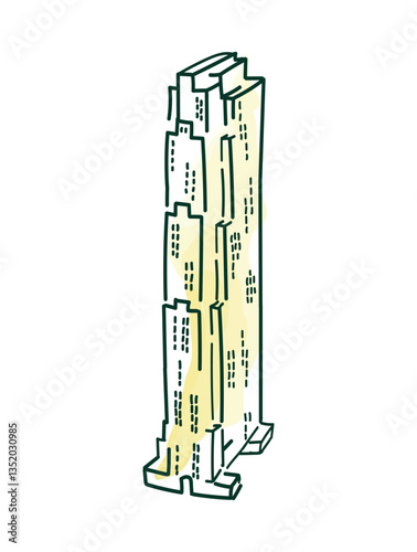 New York Skyscraper Vector – Art Deco Building Illustration