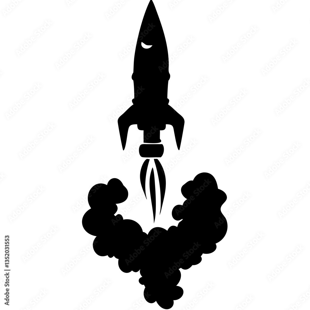 Fototapeta premium Rocket Launch Silhouette Vector Modern Design for Space Projects and Illustrations