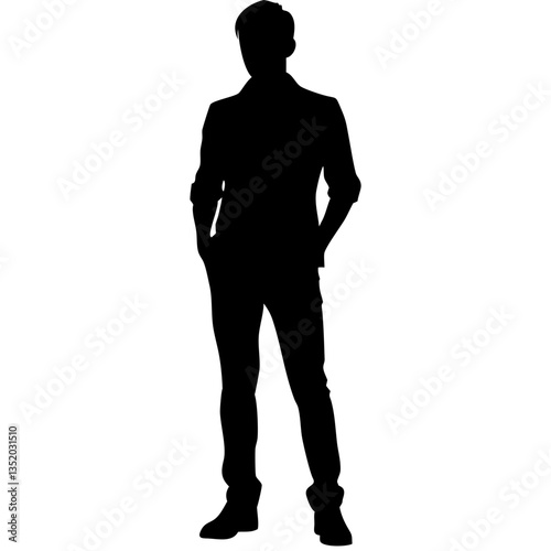 Silhouette of Stylish Man Standing Confidently in Casual Attire for Vector Art and Design