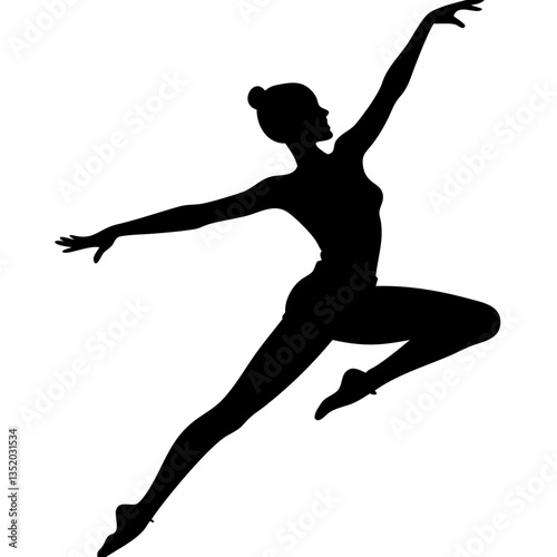 Elegant Ballerina Silhouette Leaping Gracefully Dance Art Vector for Design