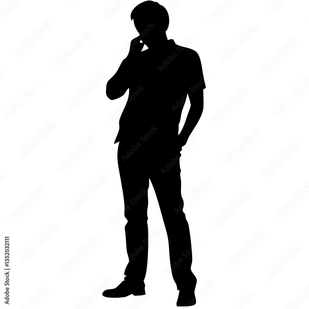 Silhouette Man Talking on Phone Business Communication Vector Illustration Silhouette Man Talking on Phone Business Communication Vector Illustration