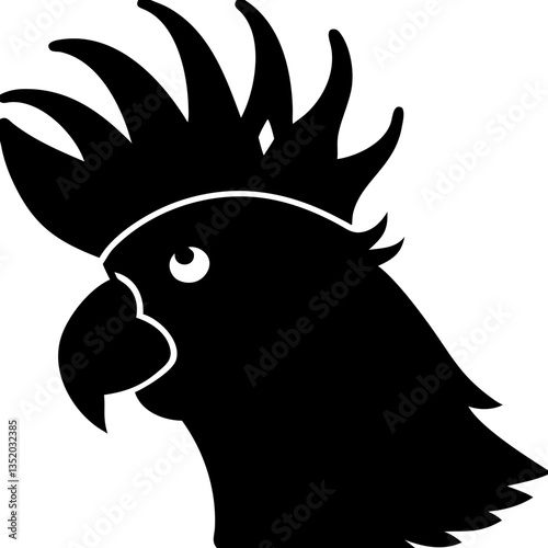 Silhouette Vector Cockatoo Head Illustration for Design and Decoration