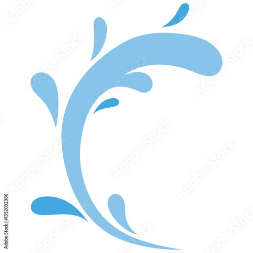 water splash elegant upward swirl handrawn flat style illustration