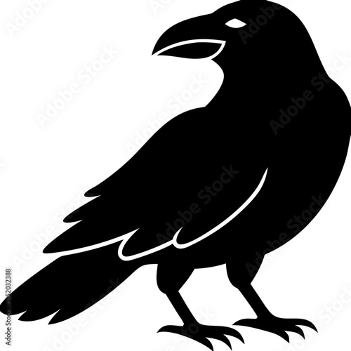 Silhouette Vector of Raven Bird for Tattoo Design or Coloring Book Art