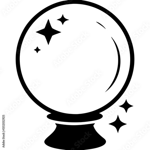 Crystal Ball Vector Illustration Mystical Fortune Telling Design for Tattoo and Coloring Book