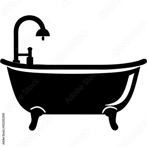 Vintage Clawfoot Bathtub Vector Illustration for Bathroom Design and Decor Projects