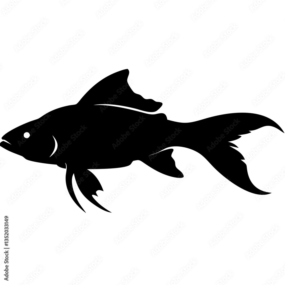 Silhouette Vector Illustration of Fish Perfect for Logo Design or Aquarium Decor Silhouette Vector Illustration of Fish Perfect for Logo Design or Aquarium Decor
