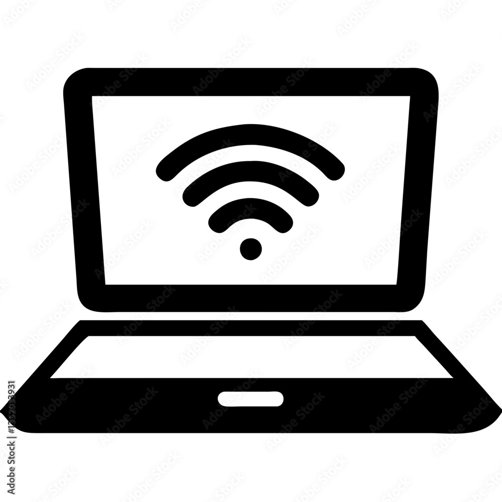 Laptop with Wifi Signal Vector for Digital Connectivity and Communication Concepts Laptop with Wifi Signal Vector for Digital Connectivity and Communication Concepts