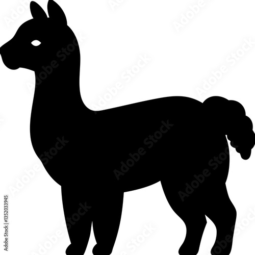 Silhouette of Alpaca Illustration for Creative Design Projects and Craft Applications