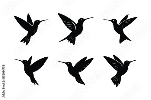hummingbird hovering vector silhouette design
