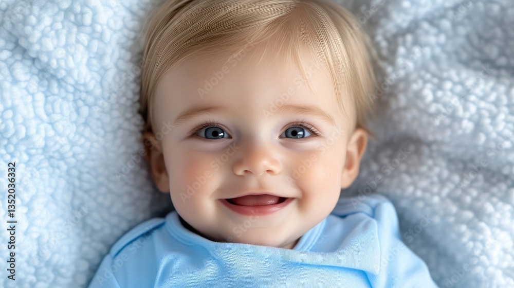 Smiling baby girl lying on a blanket Smiling baby girl lying on a blanket