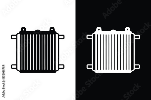 Car Radiator Silhouette Vector Icon High-Quality Black & White Design.