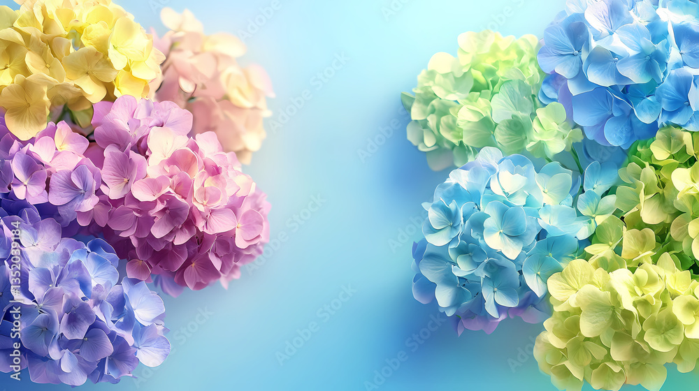 Obraz premium Close-Up of Vibrantly Colored Hydrangea Flowers