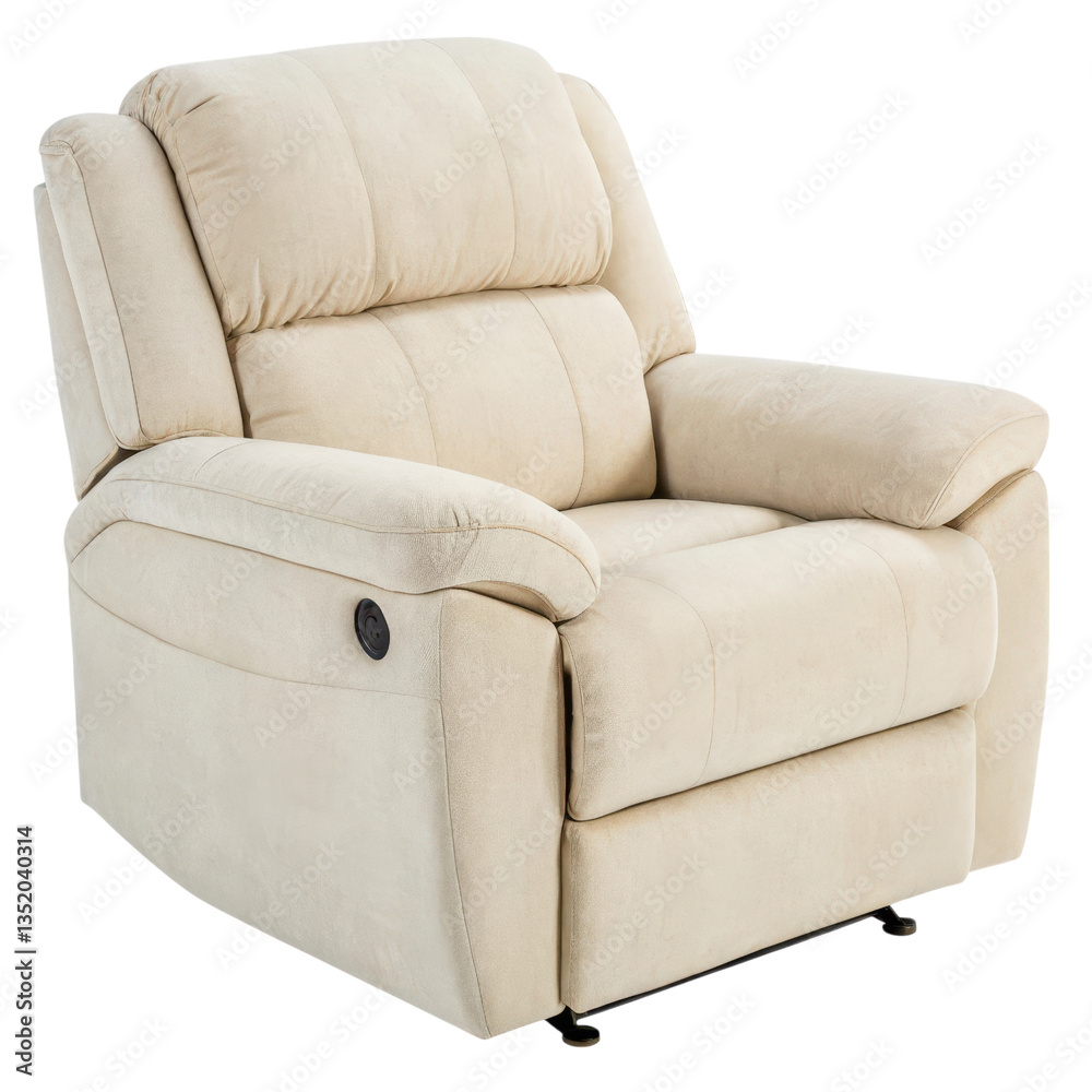 Obraz premium Comfortable beige recliner chair ideal for relaxation and home decor.