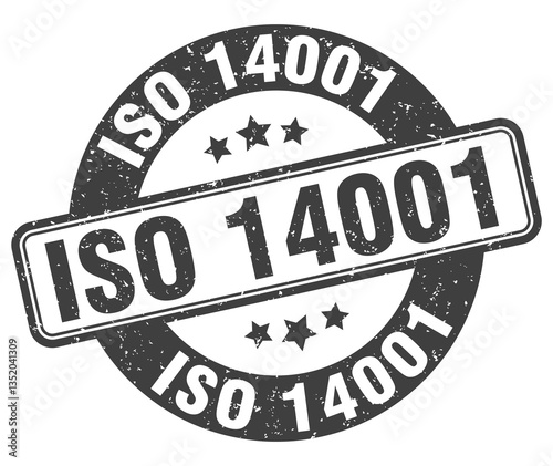 iso 14001 stamp. iso 14001 label. round grunge sign