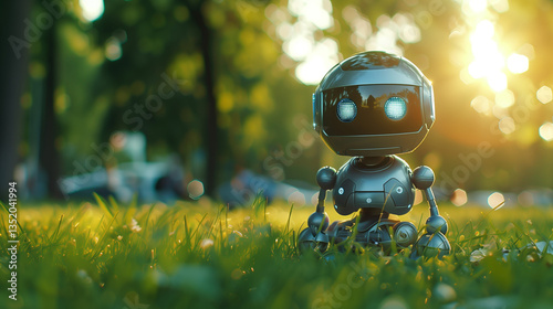 Bule robort in the park 