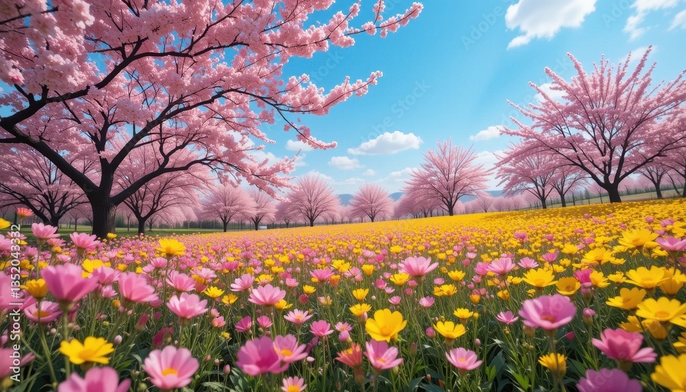 Cherry blossom festival park landscape photography spring wide angle nature's beauty Cherry blossom festival park landscape photography spring wide angle nature's beauty