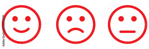 Smile icon. Emoticons simple line icon negative, neutral and positive, sketch doodle sign. Vector illustration.