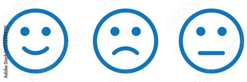 Smile icon. Emoticons simple line icon negative, neutral and positive, sketch doodle sign. Vector illustration.