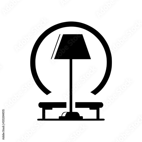 Silhouette icon of a floor lamp, symbolizing lighting and home decor