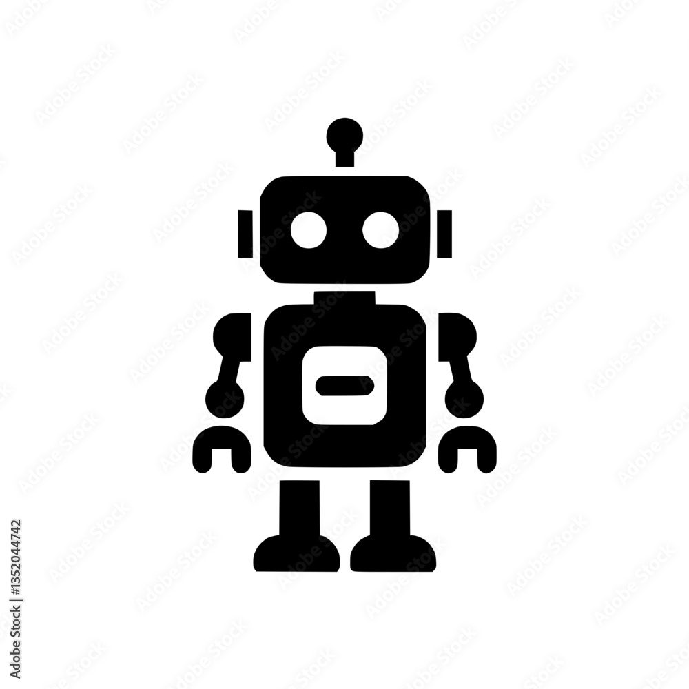 Silhouette icon of a cute robot, representing technology and innovation