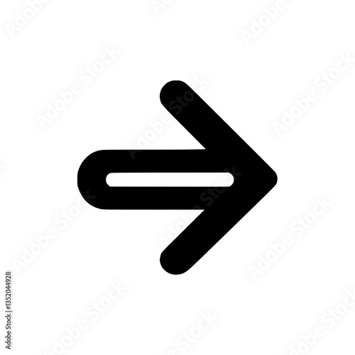 Silhouette icon of a right arrow, representing direction and movement