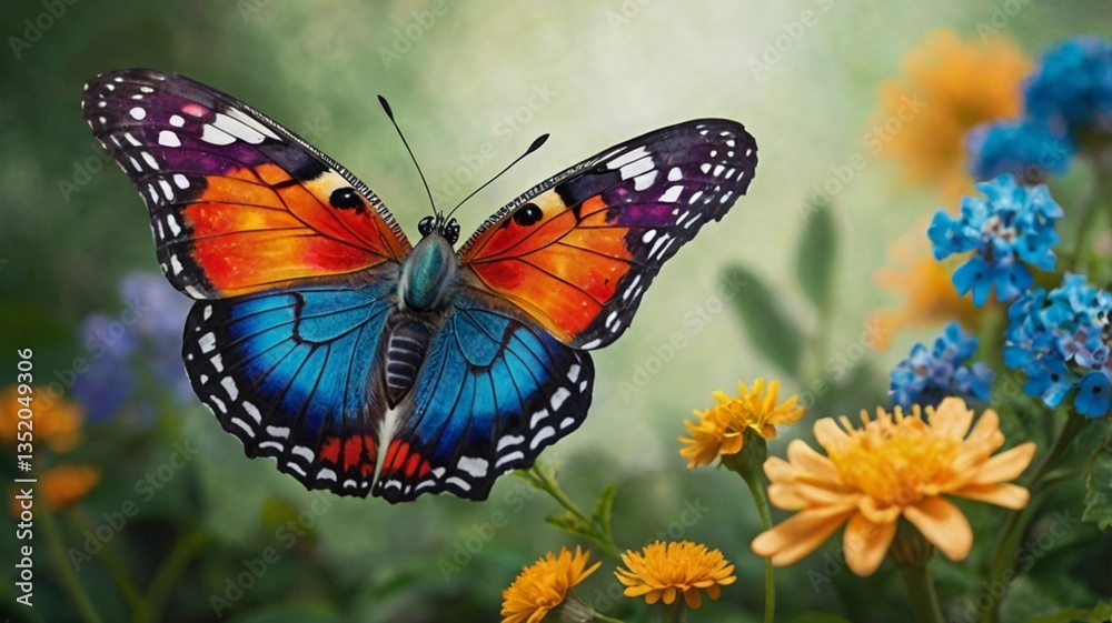 Naklejka premium butterfly on flower