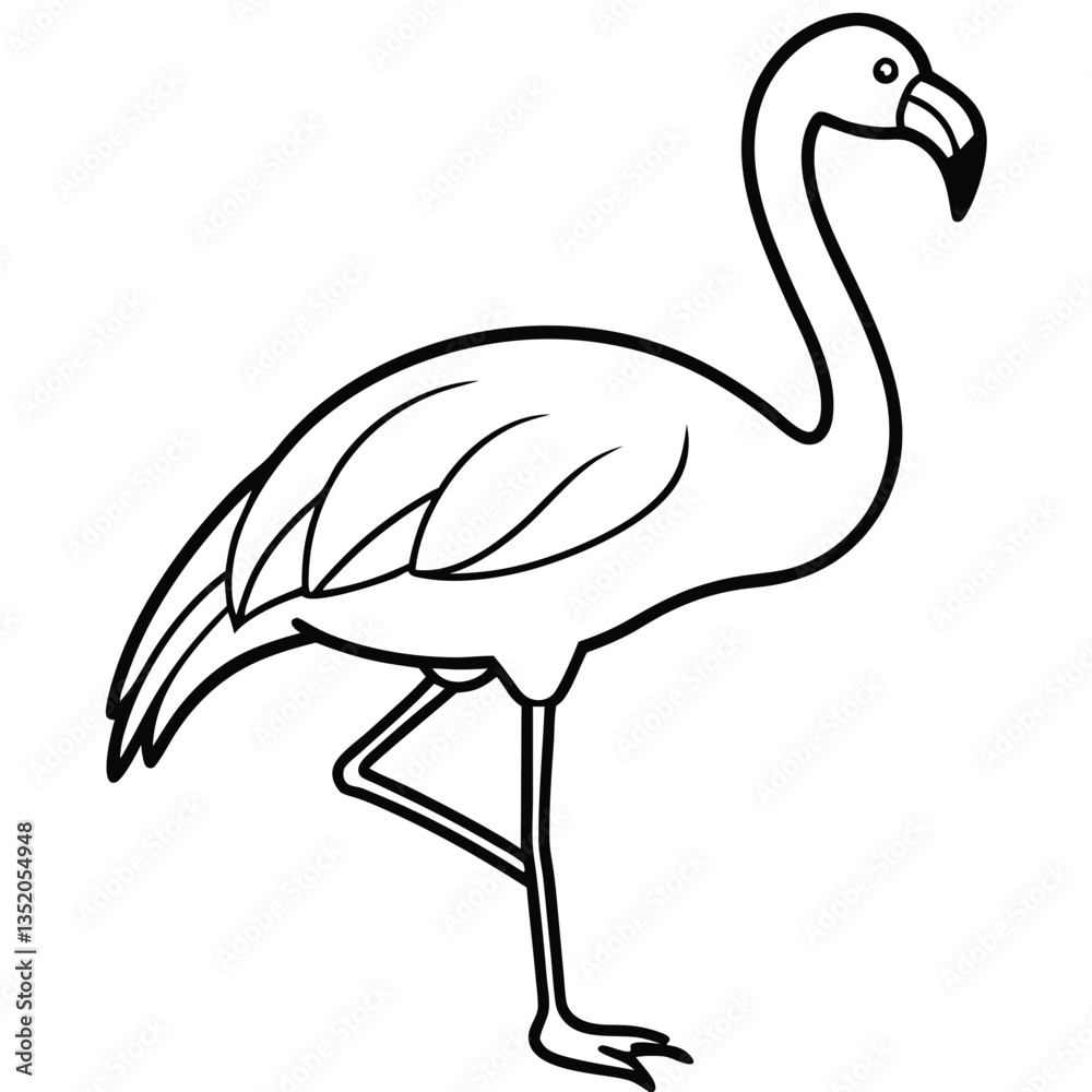Obraz premium Flamingo line art isolated on white background