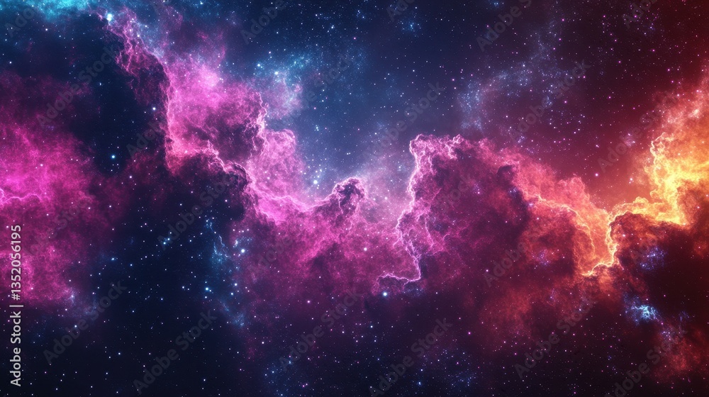 Beautiful celestial clouds and stars fill up the cosmic space Beautiful celestial clouds and stars fill up the cosmic space