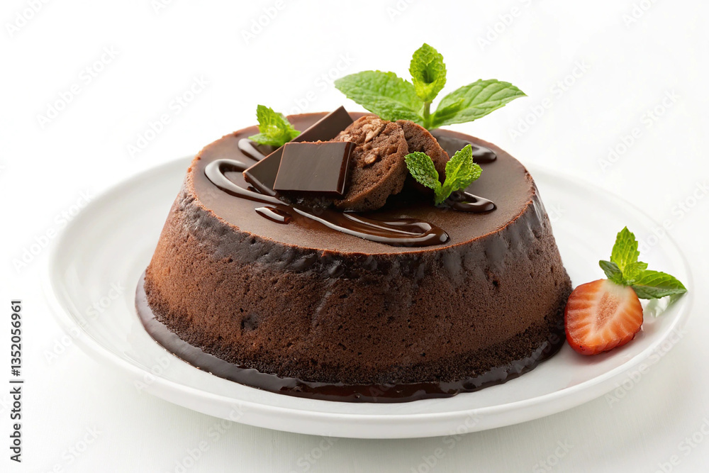 Chocolate Pudding Cake Isolated on White Background Chocolate Pudding Cake Isolated on White Background